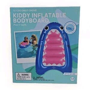 Coconut Grove Finn The Shark Kiddy Inflatable Bodyboard With Handles  UpTo 66Lbs
